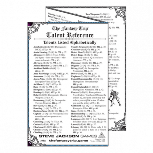 The Fantasy Trip Talent Reference cover